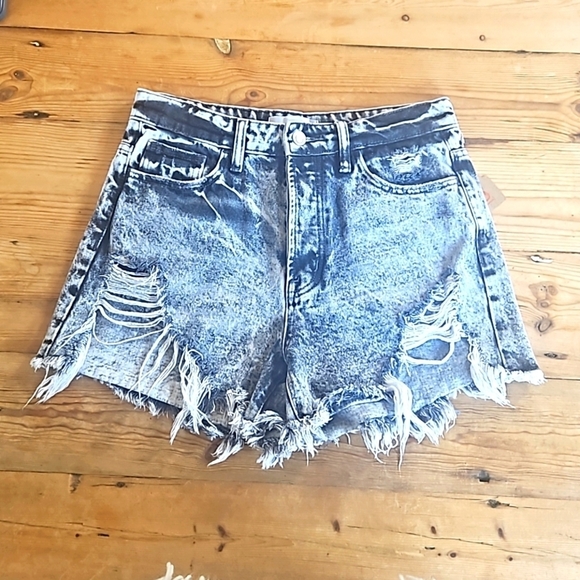 Vervet Black Acid Wash Distressed Denim Cutoff Shorts - Picture 1 of 9